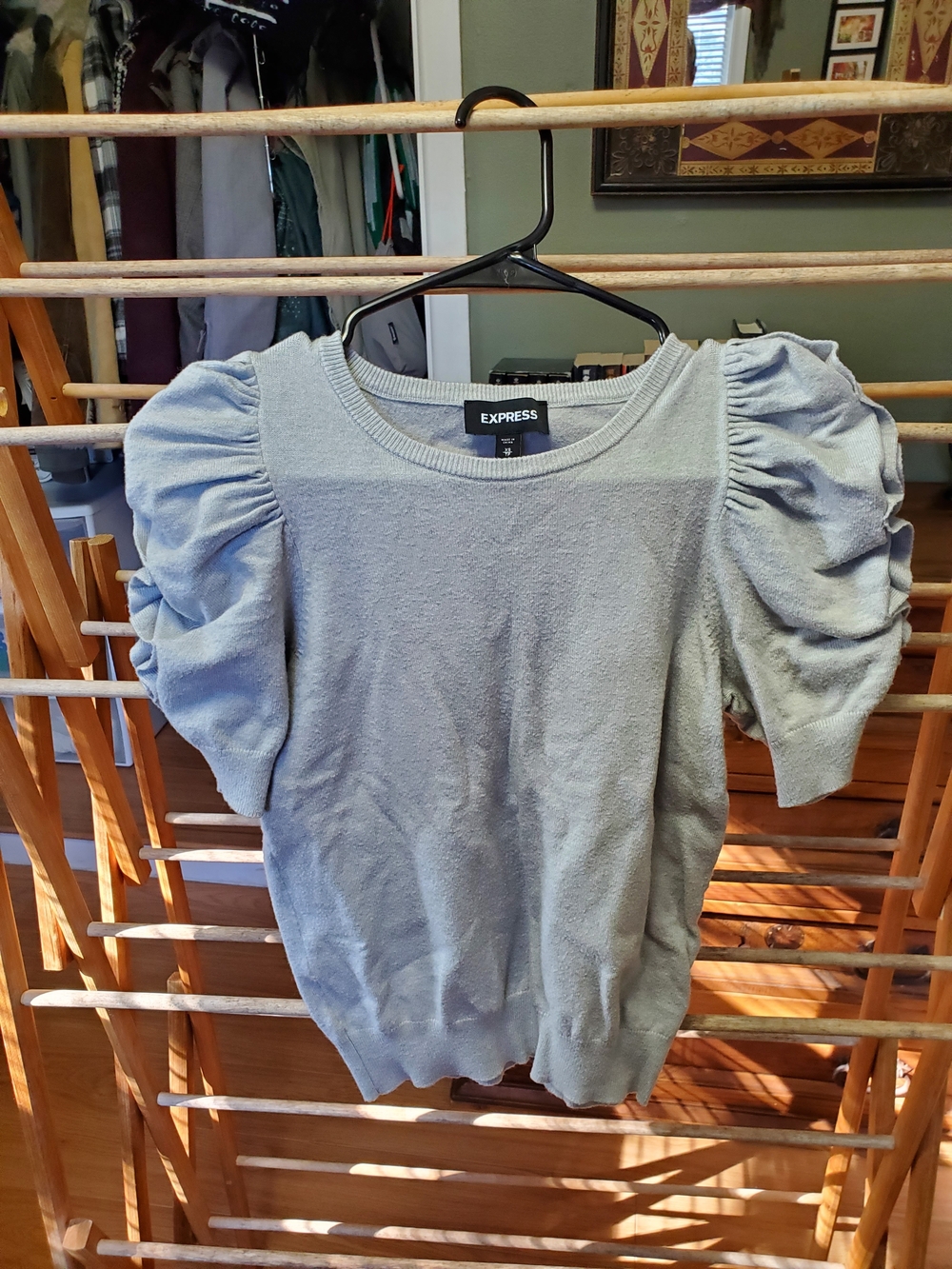 Express Puff Sleeve Sweater in Light Gray